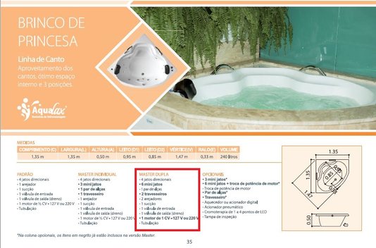 Banheira Brinco de Princesa Master Dupla em Gel Coat*