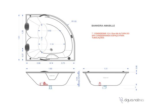 Banheira de Canto Amabile Slim Plus em Acrílico