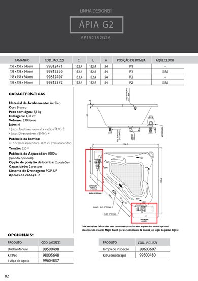 Banheira de Canto Ápia G2 Designer Dupla em Acrílico
