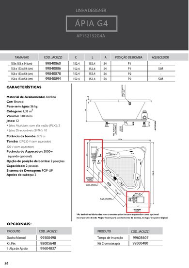 Banheira de Canto Ápia G4 Designer Dupla em Acrílico