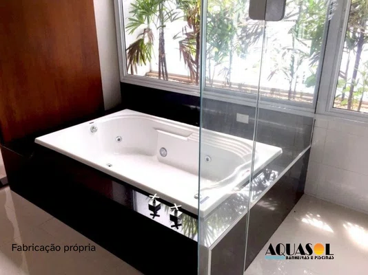 Banheira de Hidromassagem Retangular Dupla Ascoli em Gel Coat - Aquasol