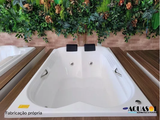 Banheira de Hidromassagem Retangular Dupla Ascoli em Gel Coat - Aquasol