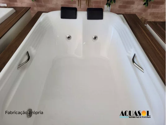 Banheira de Hidromassagem Retangular Dupla Ascoli em Gel Coat - Aquasol