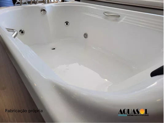 Banheira de Hidromassagem Retangular Dupla Ascoli em Gel Coat - Aquasol