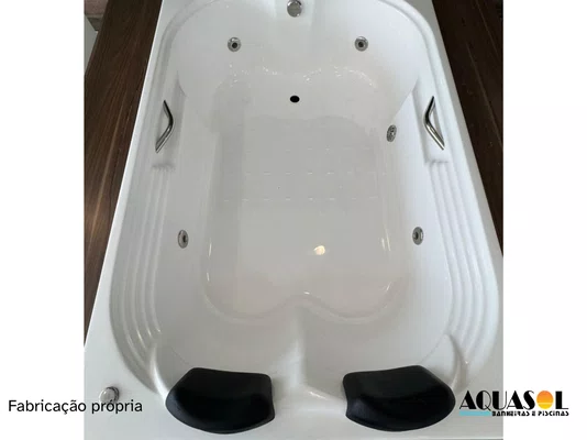 Banheira de Hidromassagem Retangular Dupla Ascoli em Gel Coat - Aquasol