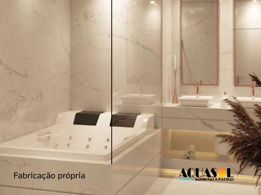 Banheira de Hidromassagem Retangular Impéria Dupla em Acrílico *