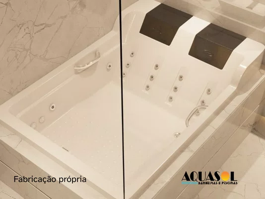 Banheira de Hidromassagem Retangular Impéria Dupla em Acrílico *