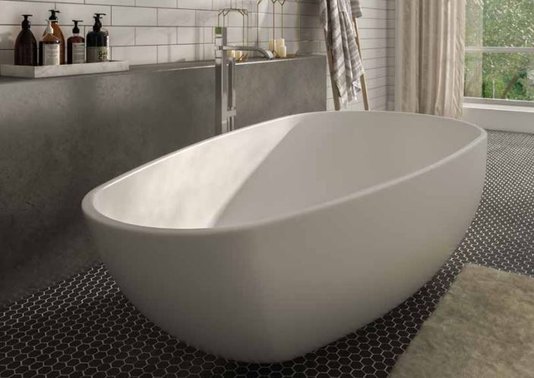 Banheira Oval de Imersão Elipsa Freestanding em Solid Surface Fosco ou Polido