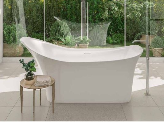 Banheira Oval de Imersão Moove Freestanding em Solid Surface Fosco ou Polido