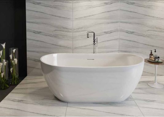Banheira Oval de Imersão Riva Freestanding em Solid Surface Fosco ou Polido