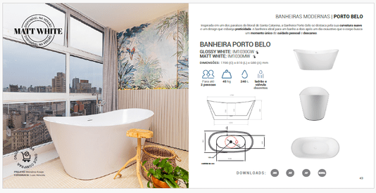 Banheira de Imersão Porto Belo Dupla em Acrílico Coloridas*