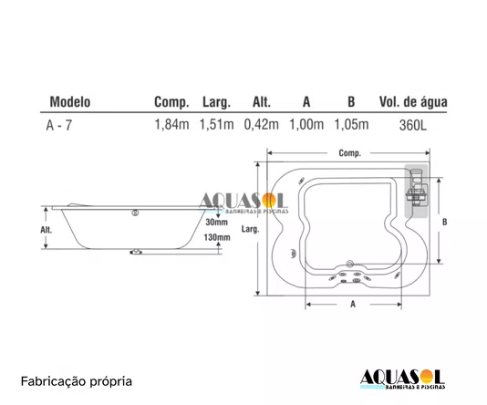 Banheira Dupla de Hidromassagem Marbella 7000 Master em Gel Coat