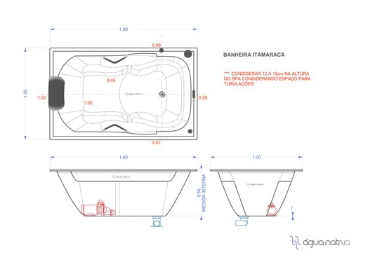 Banheira Dupla Itamaracá Slim Plus em Acrílico