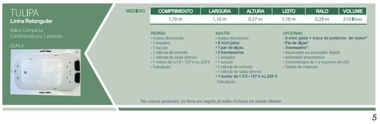 Banheira Dupla Tulipa Padrão em Gel Coat*
