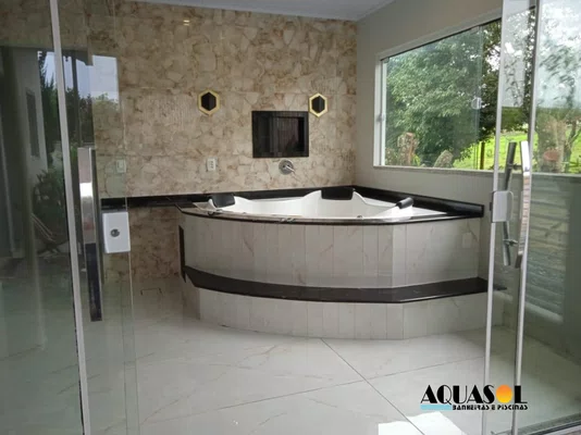Banheira Hidromassagem de Canto Serena Master em Gel Coat