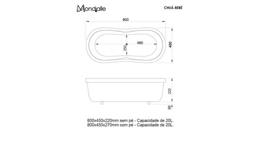 Banheira Oval Chuá Bebê em Acrílico