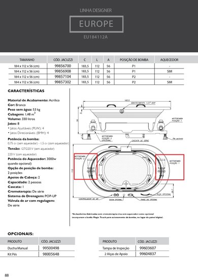 Banheira Oval Europe Designer Dupla em Acrílico