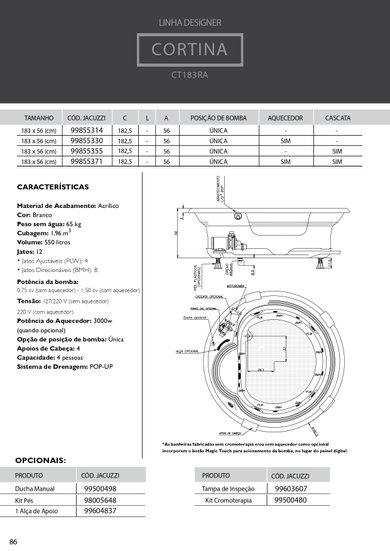 Banheira Redonda Cortina Designer em Acrílico