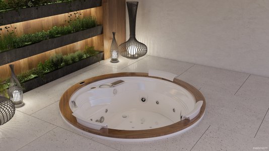 Banheira Redonda Gemini Wood Signature em Acrílico