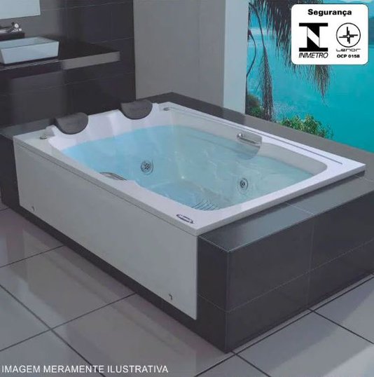 Banheira Retangular Dupla Almeria Premium em Gel Coat
