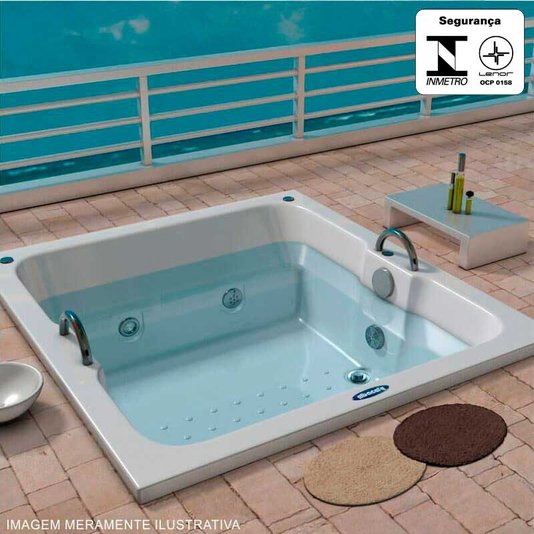 Banheira Retangular Dupla Caribe Slim em Gel Coat