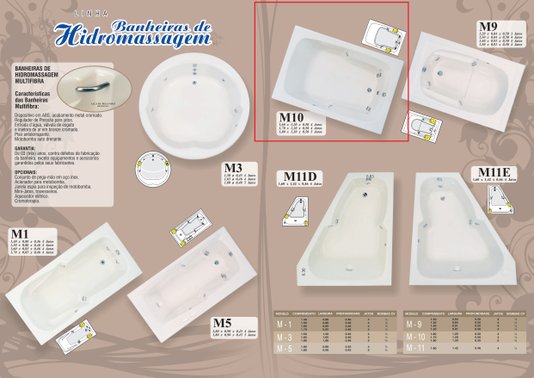 Banheira Retangular Dupla M10 em Gel Coat Padrão