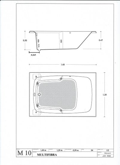 Banheira Retangular Dupla M10 em Gel Coat Padrão