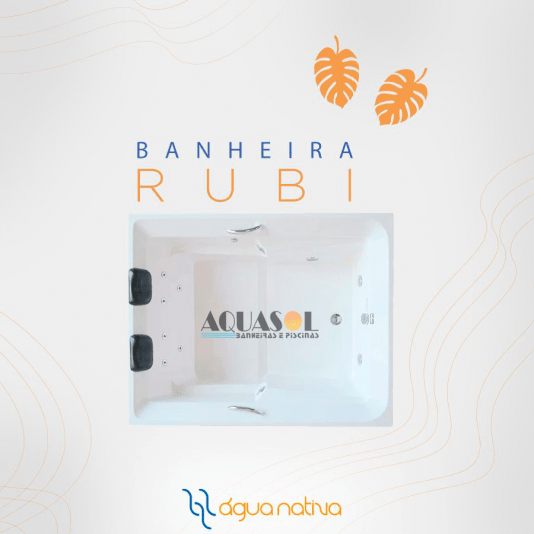 Banheira Retangular Dupla Rubi Slim em Gel Coat
