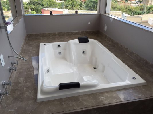 Banheira Retangular Lecce Dupla Master em Gel Coat