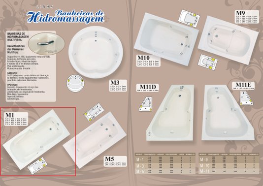 Banheira Retangular M1 em Gel Coat Padrão
