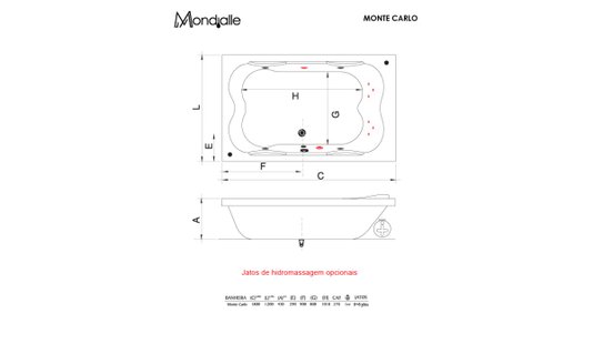 Banheira Retangular Monte Carlo Dupla em Acrílico