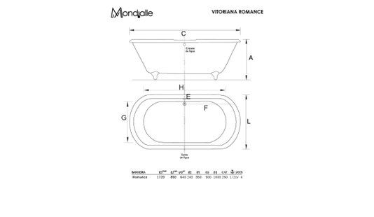 Banheira Vitoriana Romance Acrílico