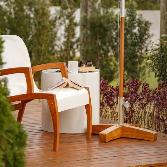Base Madeira Para Guarda-Sol Com Pé Até 40mm de Diâmentro