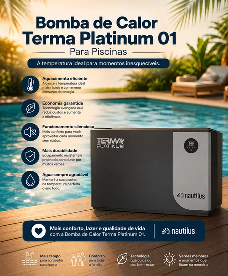 Bomba de Calor Terma Platinum 01: Aquecedor Silencioso para Piscinas