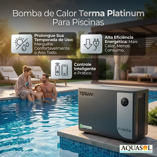 Bomba de Calor Terma Platinum 01: Aquecedor Silencioso para Piscinas