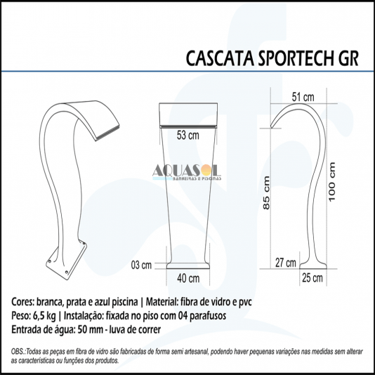 Cascata Sportech Grande em Fibra para Piscinas