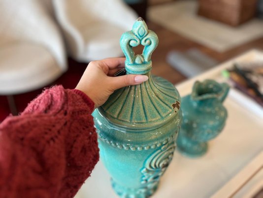 Conjunto de Cachepot e Jarro Roma