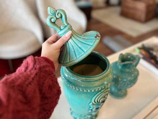 Conjunto de Cachepot e Jarro Roma