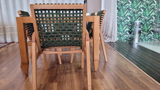 Conjunto de Mesa com 6 Cadeiras em Corda Náutica Para Piscina e Área Gourmet
