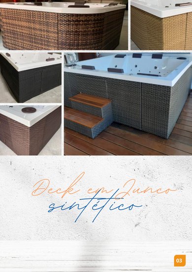 Deck Vertical Em Junco Sintético Com Escada de Acesso Para SPAS Àgua Nativa