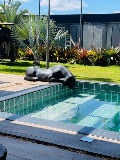 Escultura Pantera Bebendo Àgua para Piscinas