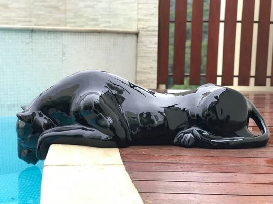 Escultura Pantera Bebendo Àgua para Piscinas