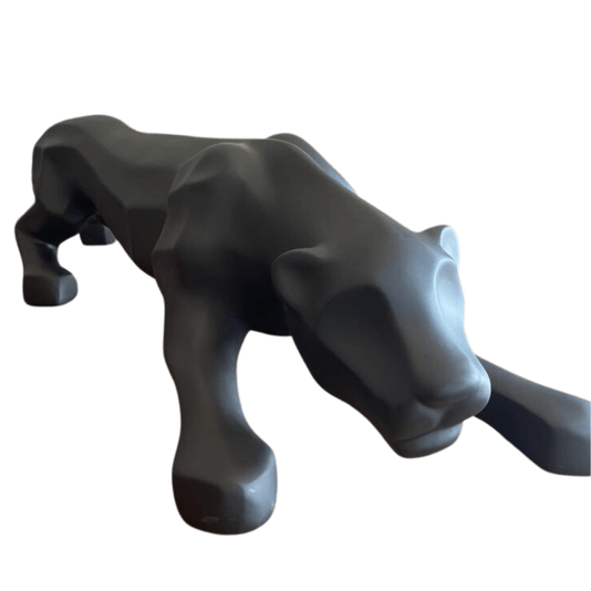 Escultura Pantera Ataque Preto fosco