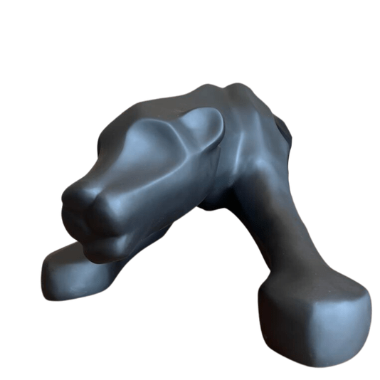 Escultura Pantera Ataque Preto fosco