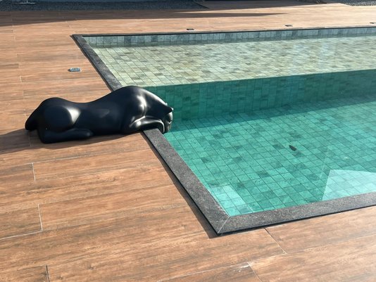 Escultura Pantera Bebendo Àgua para Piscinas
