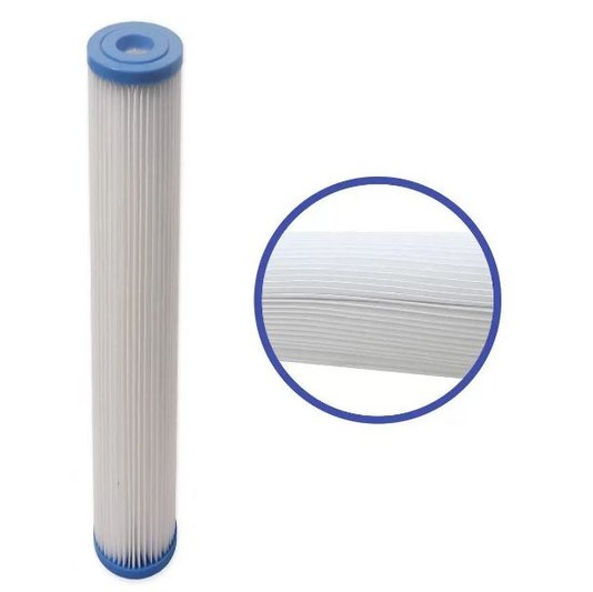 Kit Filtro Plissado Lavável 10'' x 2 1/2'' + Carcaça Azul de Polipropileno Vazão até 1.000 l/h Para SPAS Mondialle