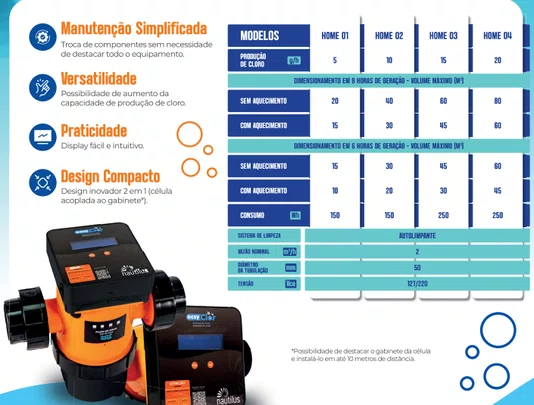 Gerador de Cloro Nautilus EasyClor Home G5-01 - Para Piscinas até 20 mil litros