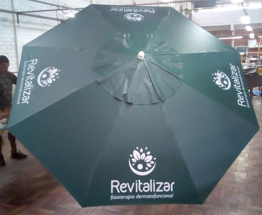 Guarda-sol Tipo Italiano Ombrelone Redondo Linha Clássica Em Madeira e Bagum Personalizado 2,40 M