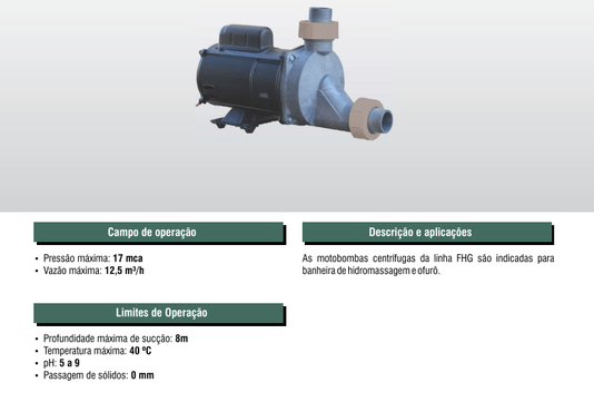 MOTOBOMBA FHG M 3/4CV- 99MM-NRY-127/220V- 2P-U-60HZ IP21- IRN-GCB-CZ STD*