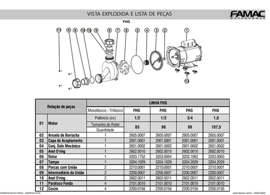 MOTOBOMBA FHG M 3/4CV- 99MM-NRY-127/220V- 2P-U-60HZ IP21- IRN-GCB-CZ STD*